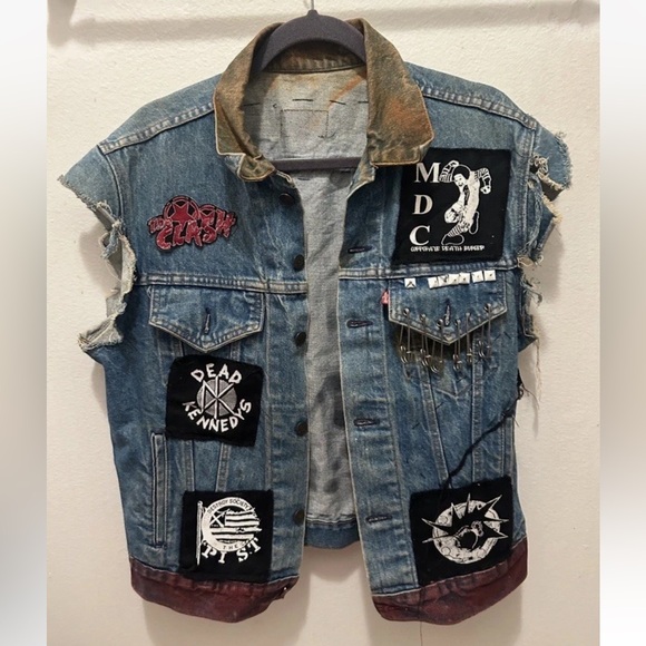 RARE❗️VTG 80s PUNK Levi’s Cutoff Denim Jacket Vest Patch Dead Kennedys Subhumans - Picture 2 of 16